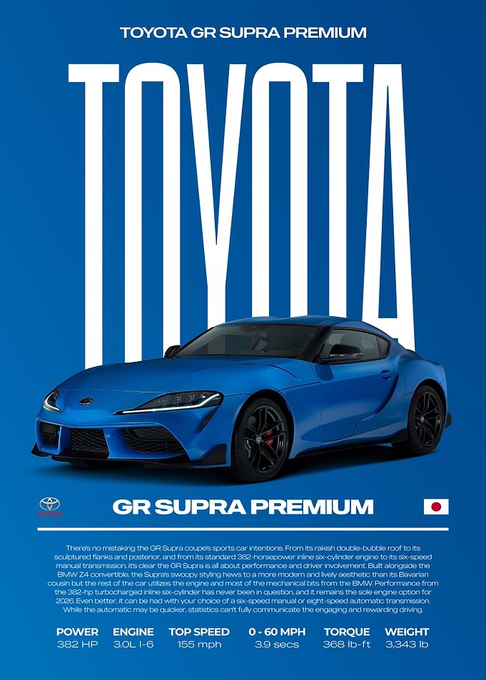 Toyota GR Supra Premium Car Poster