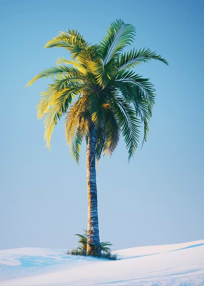 Lone Palm Tree on Sandy Dune
