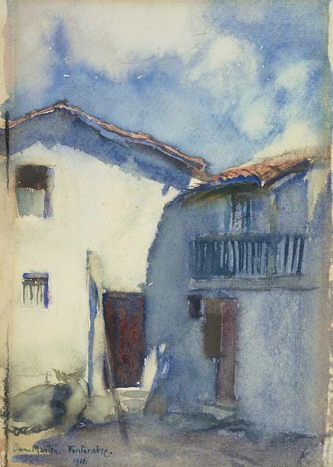 Watercolor of Mediterranean Courtyard