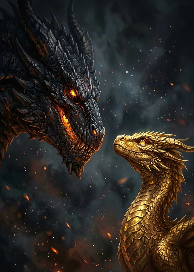 Two Dragons Facing Each Other
