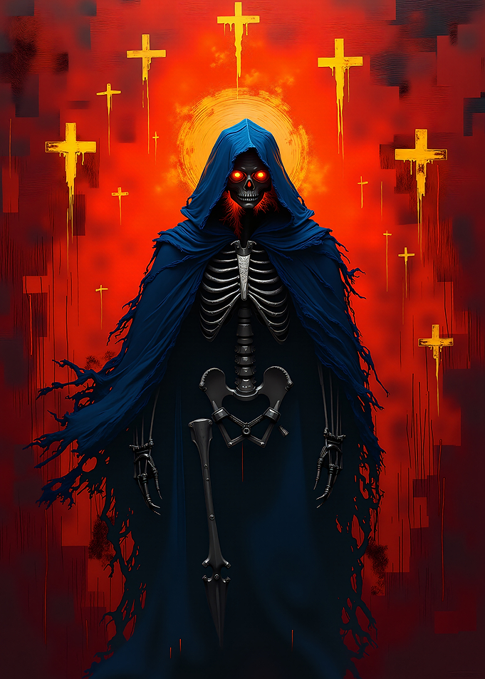 Grim Reaper with Fiery Crosses