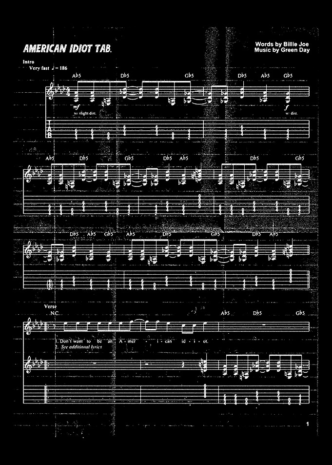 American Idiot Guitar Tablature