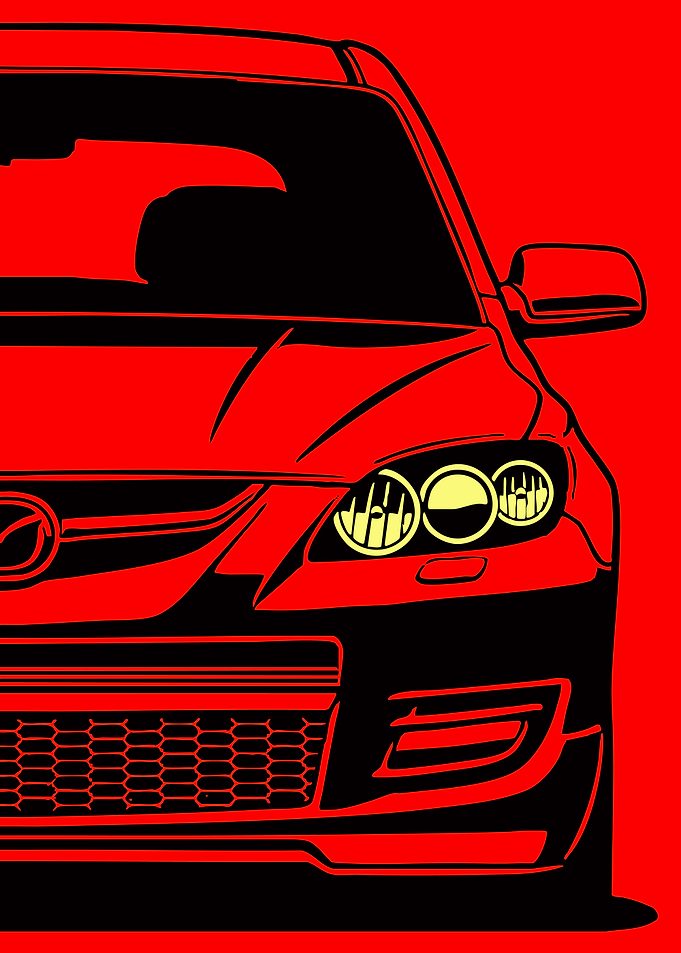 Red and Black Car Front