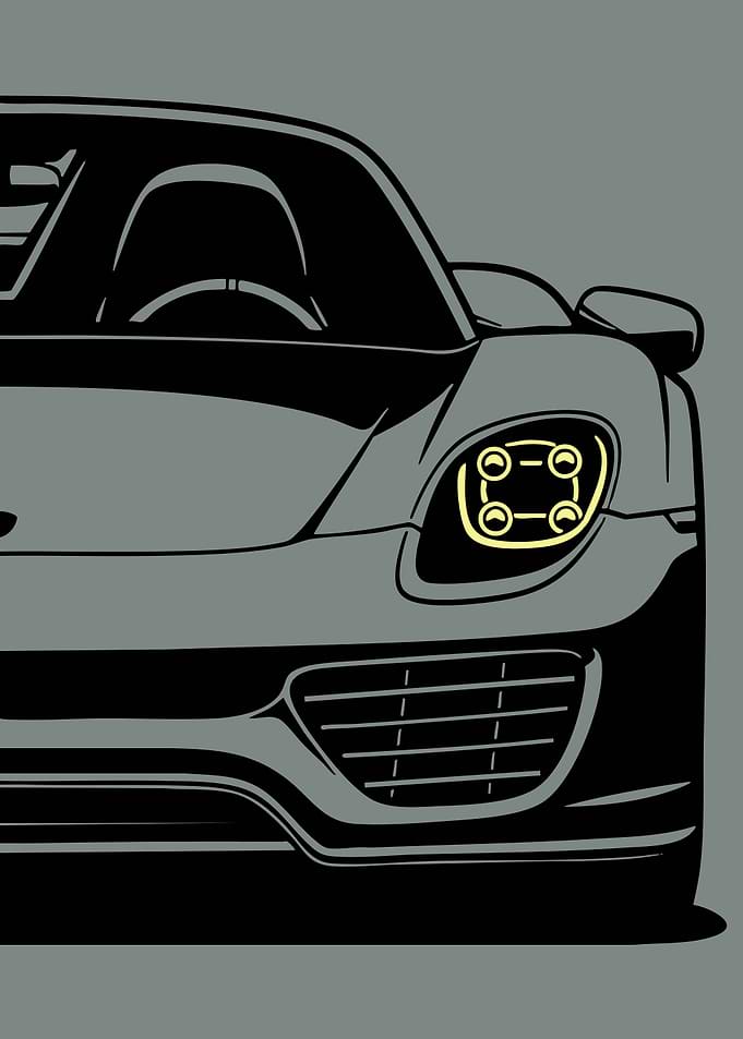 Minimalist Car Headlight Illustration