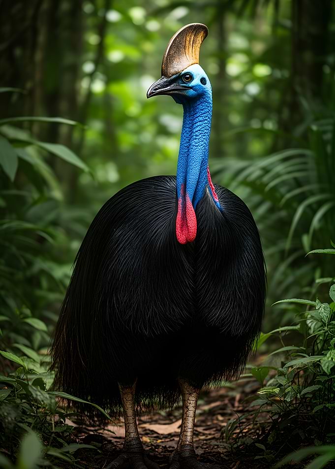 Cassowary in a Lush Forest