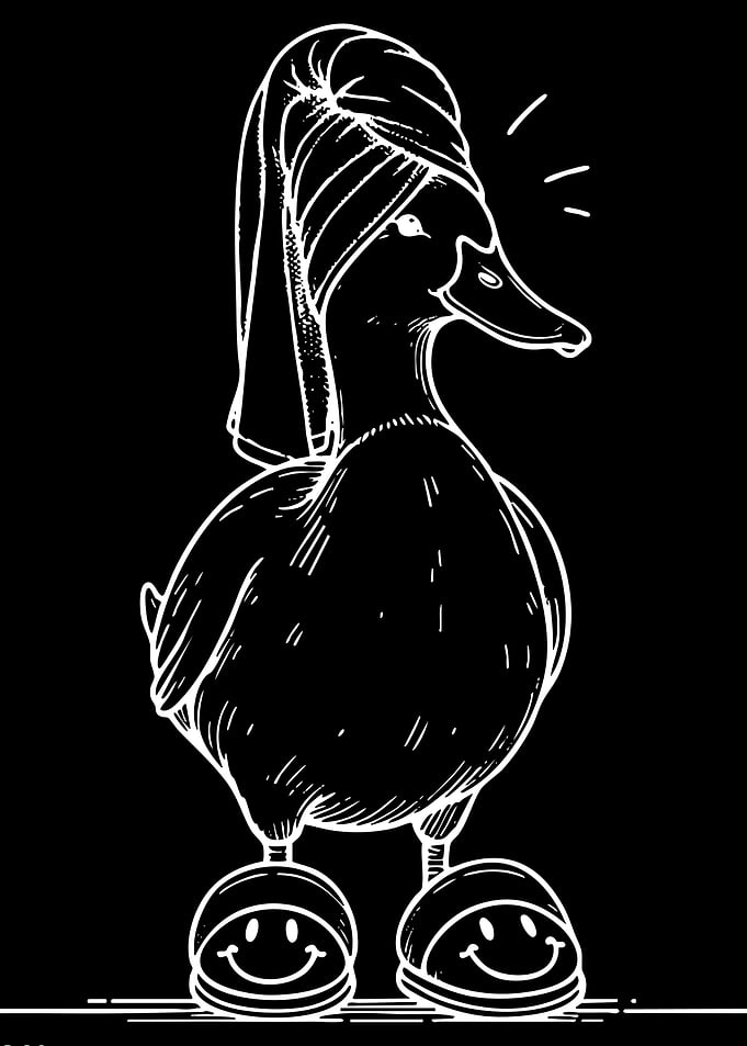 Duck in a Towel and Smiley Slippers