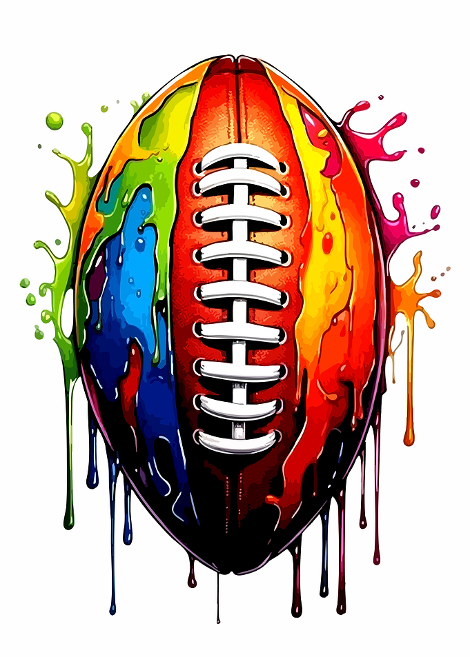 Rainbow Drip Football Art