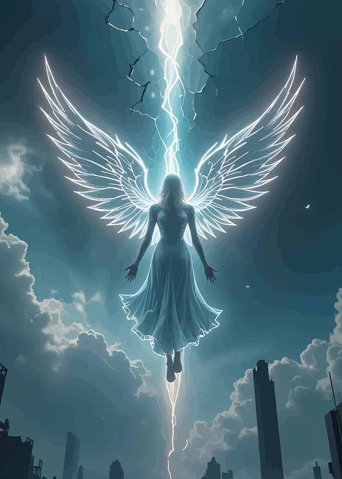 Angel Descending Through Lightning