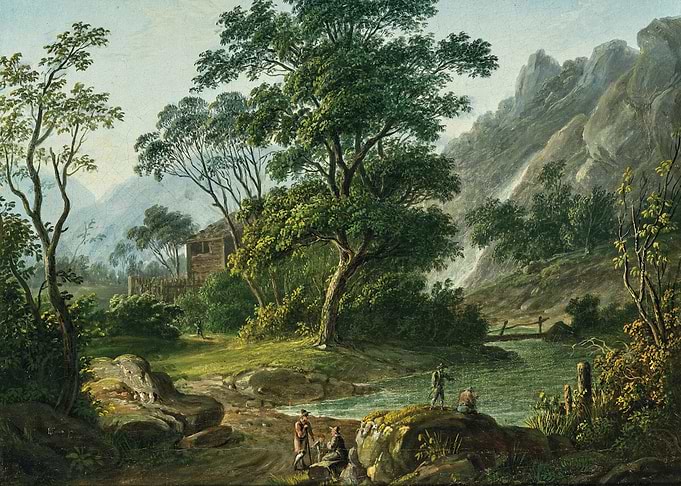 Idyllic Mountain Landscape with Figures