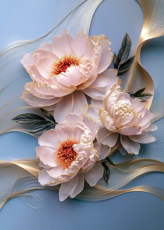 Elegant Pink Peonies with Gold Accents