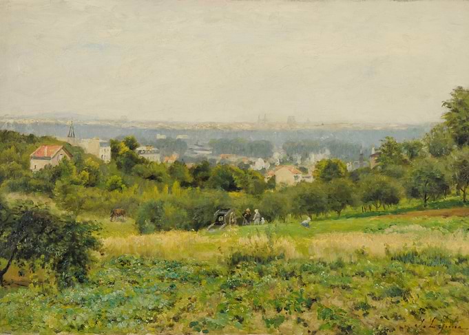 Hazy Landscape with Village and Distant City