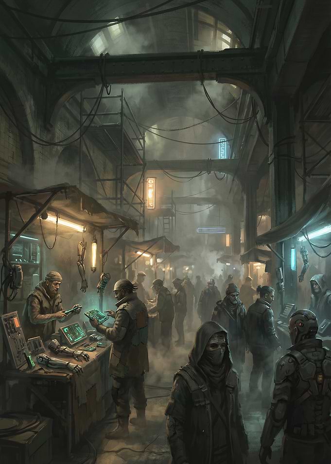Cyberpunk Market Scene