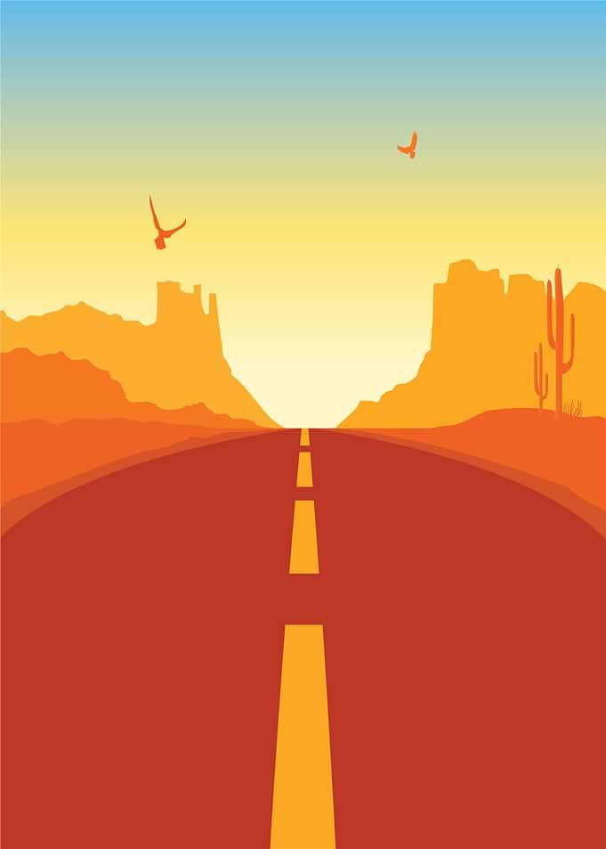 Desert Road at Sunset