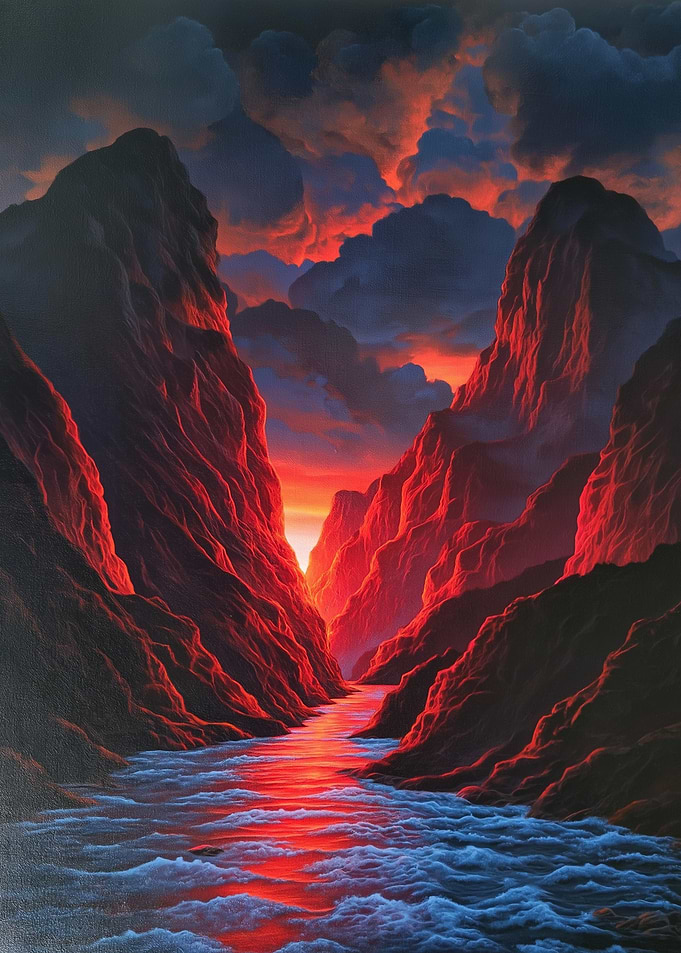 Fiery Canyon Sunset River