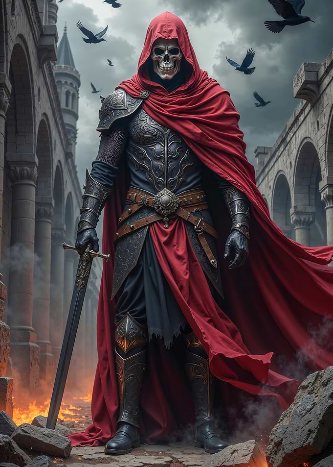 Grim Reaper Knight in Ruined City