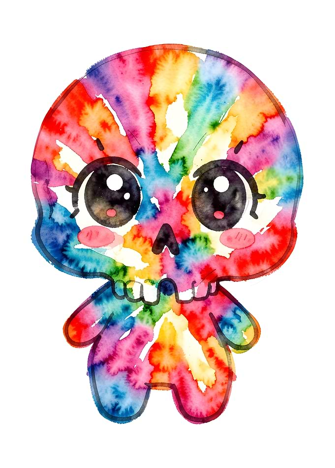 Cute Rainbow Tie-Dye Skull
