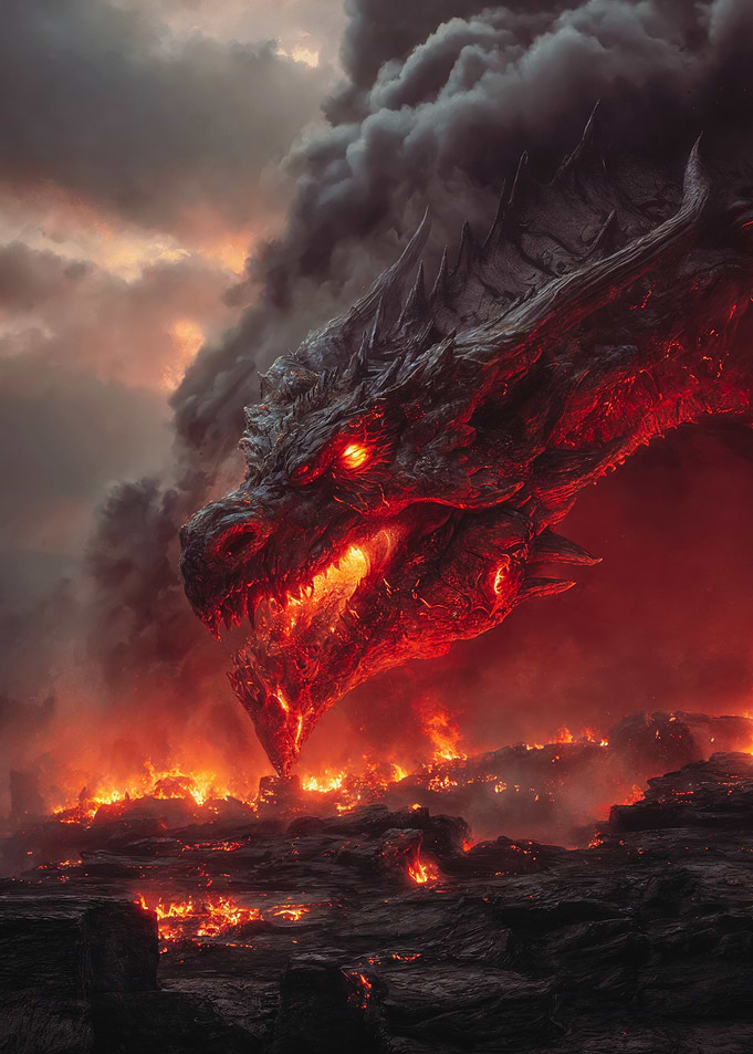 Epic Fire Dragon Cinematic Painting