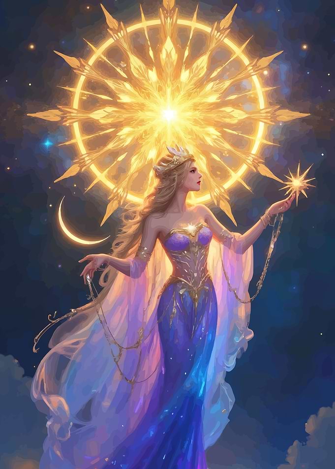 Celestial Goddess with Star Crown