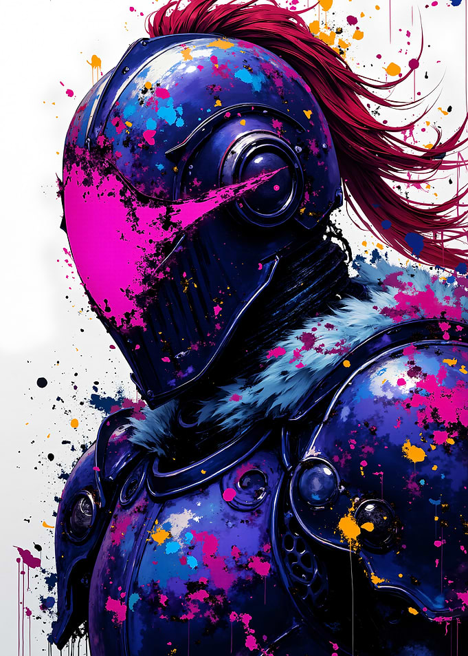 Knight with Colorful Paint Splatters
