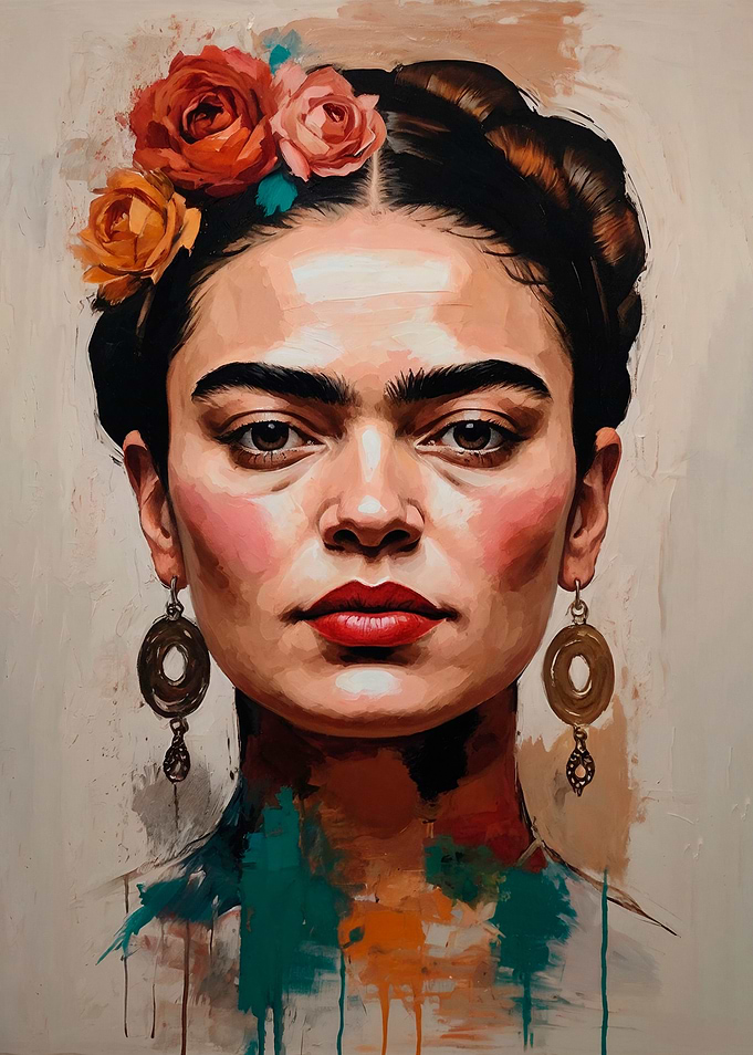 Frida Kahlo Portrait with Flowers