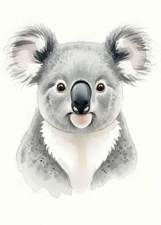 Watercolor Koala Portrait