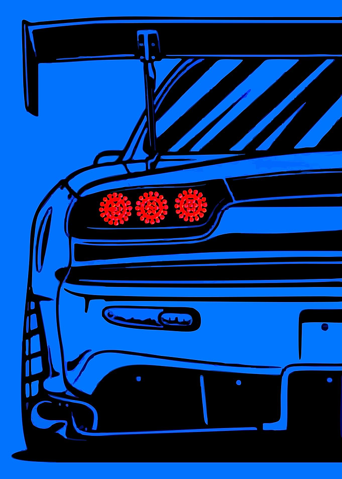 Blue Sports Car Tail Lights