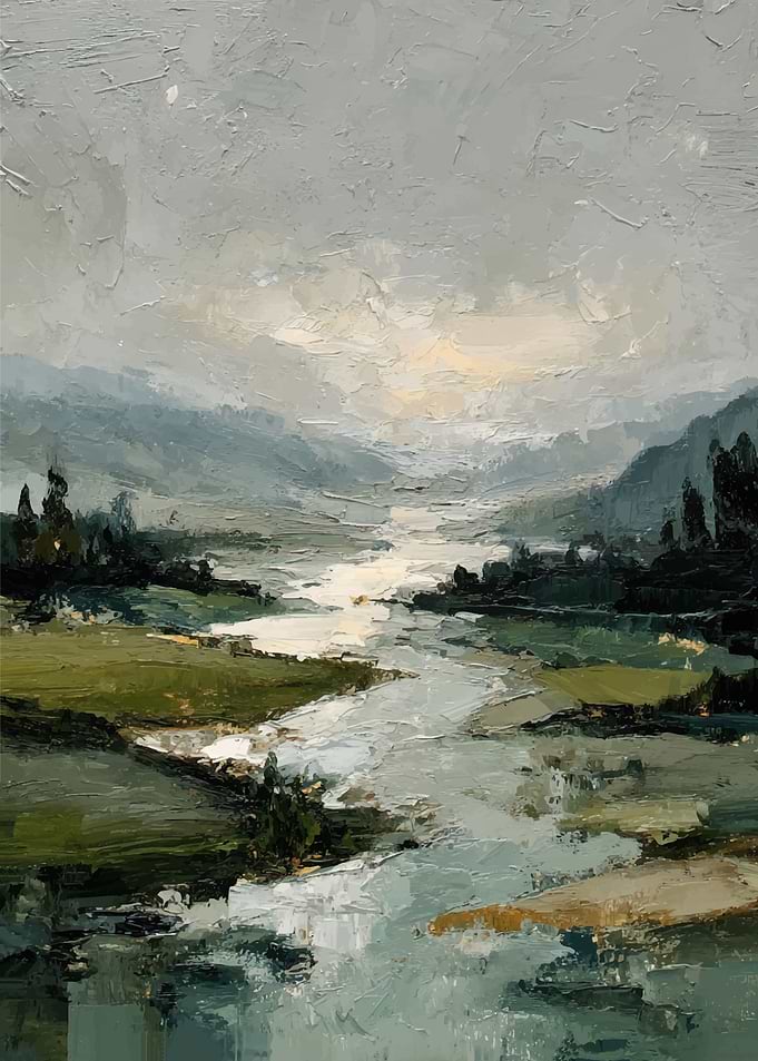 Impressionistic River Landscape Painting