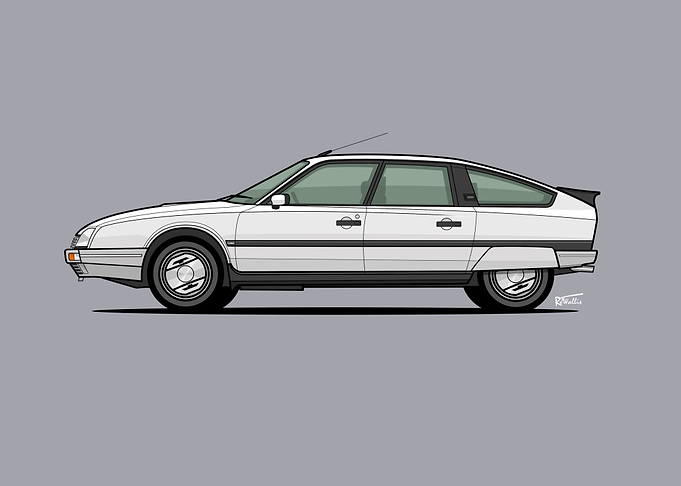 Citroën CX GTi Turbo 2 Side Profile Illustration