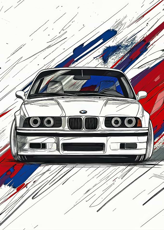 White BMW E36 M3 Art