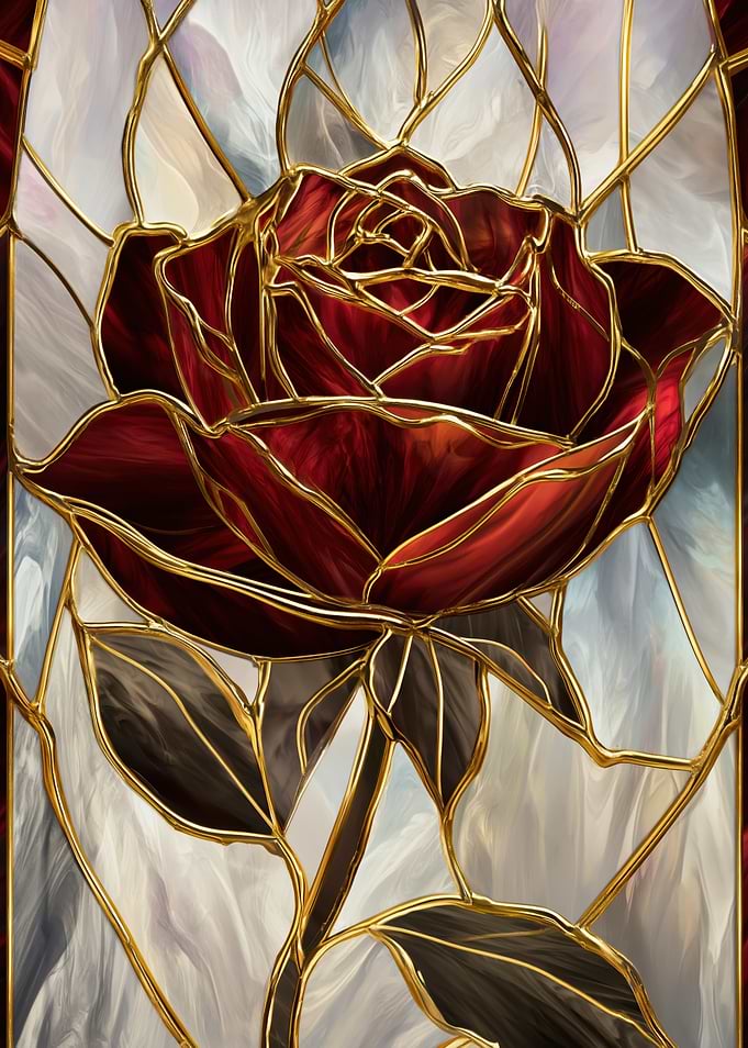 Stained Glass Red Rose
