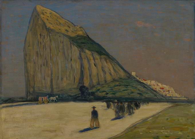 Gibraltar Rock with Town and Figures