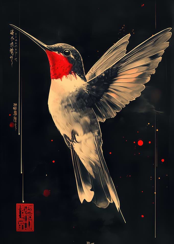 Hummingbird with Red Throat