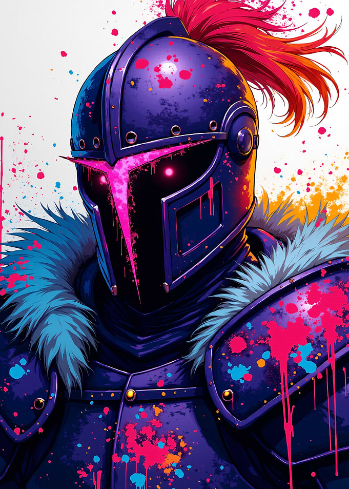 Knight with Neon Pink Armor