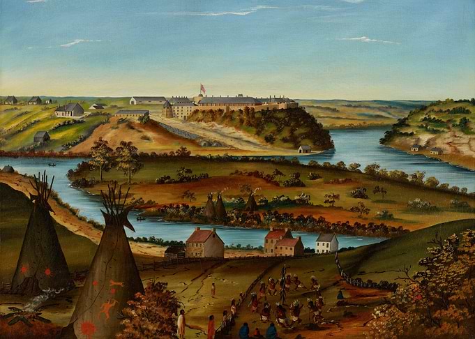 Native American Village and Fort Landscape