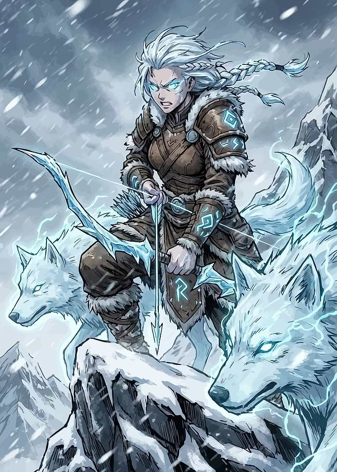 Valkyrie Archer with Ice Wolves