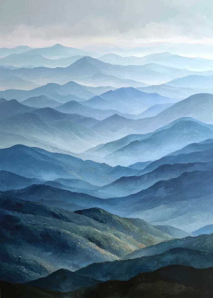 Misty Mountain Landscape Painting