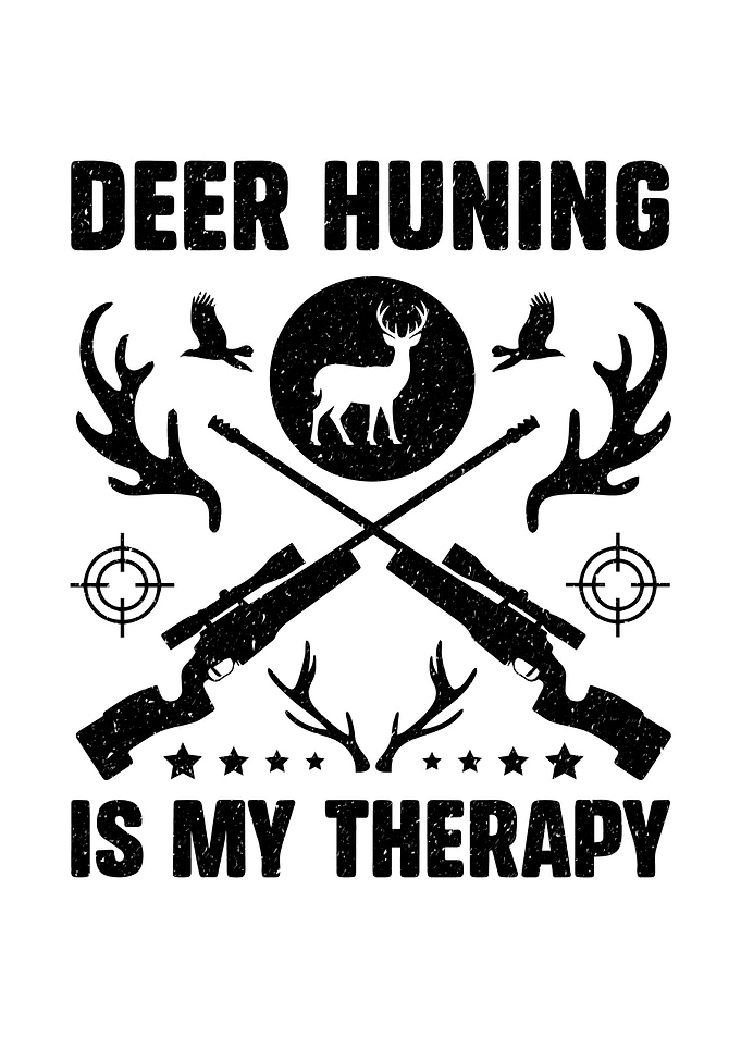 Funny hunting wall art - 'Deer Hunting Is My Therapy' deer hunter lodge decor