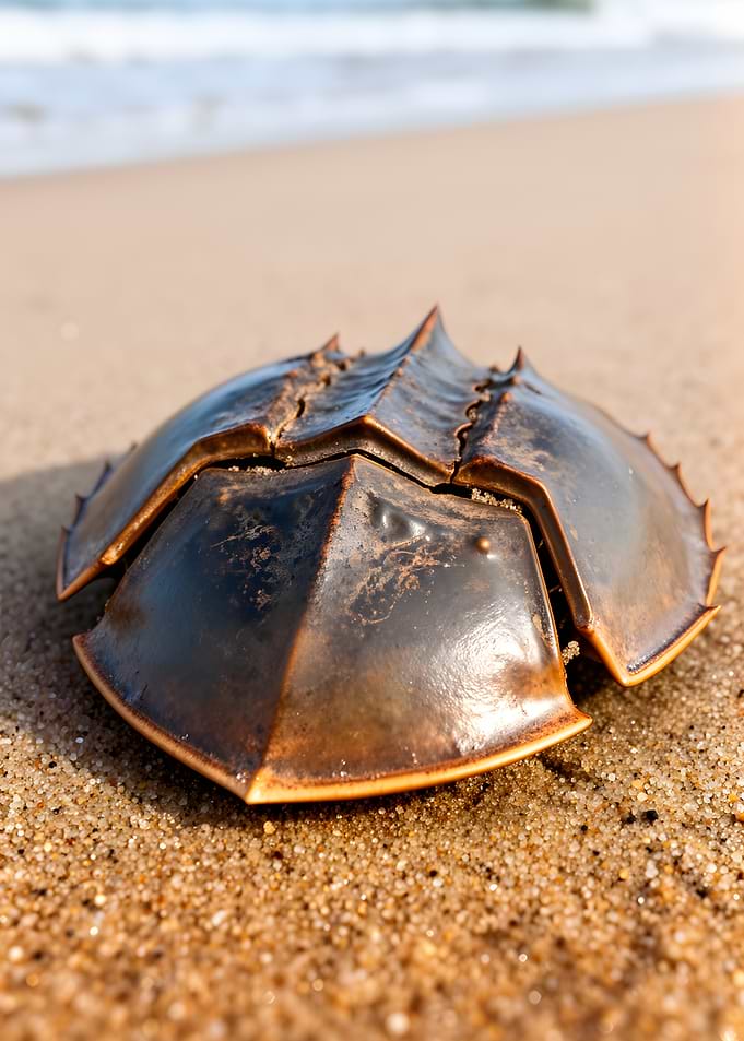 Horseshoe crab on a sandy beach