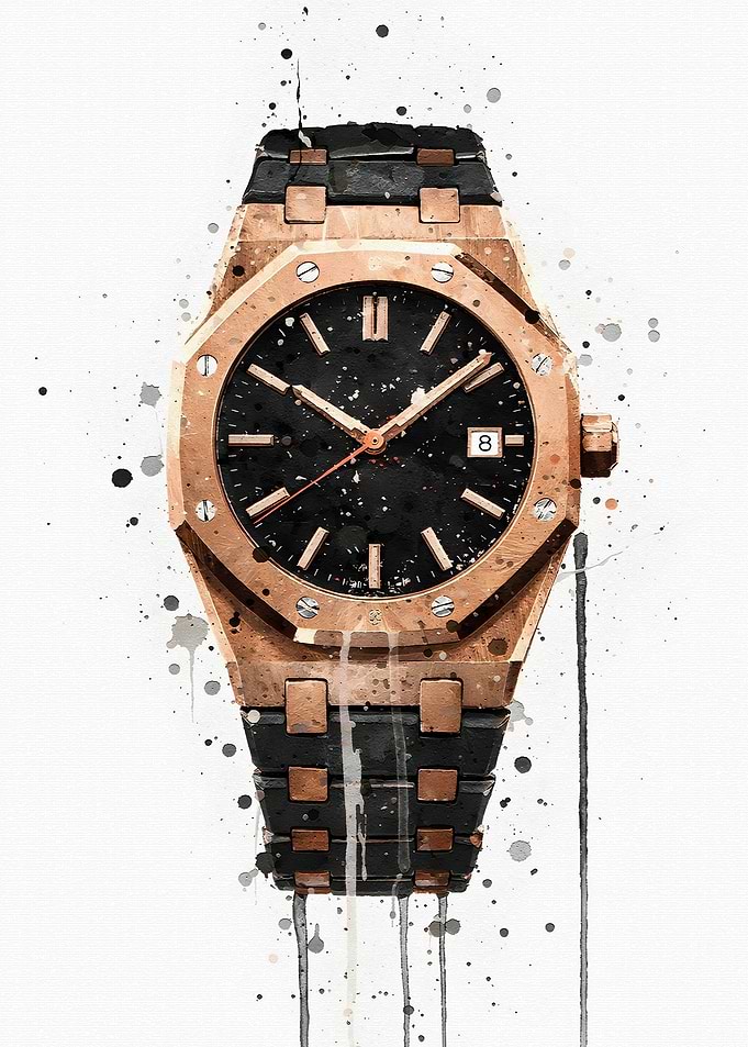 Rose Gold and Black Luxury Watch
