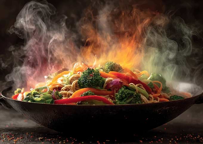 Steaming Wok Stir-Fry