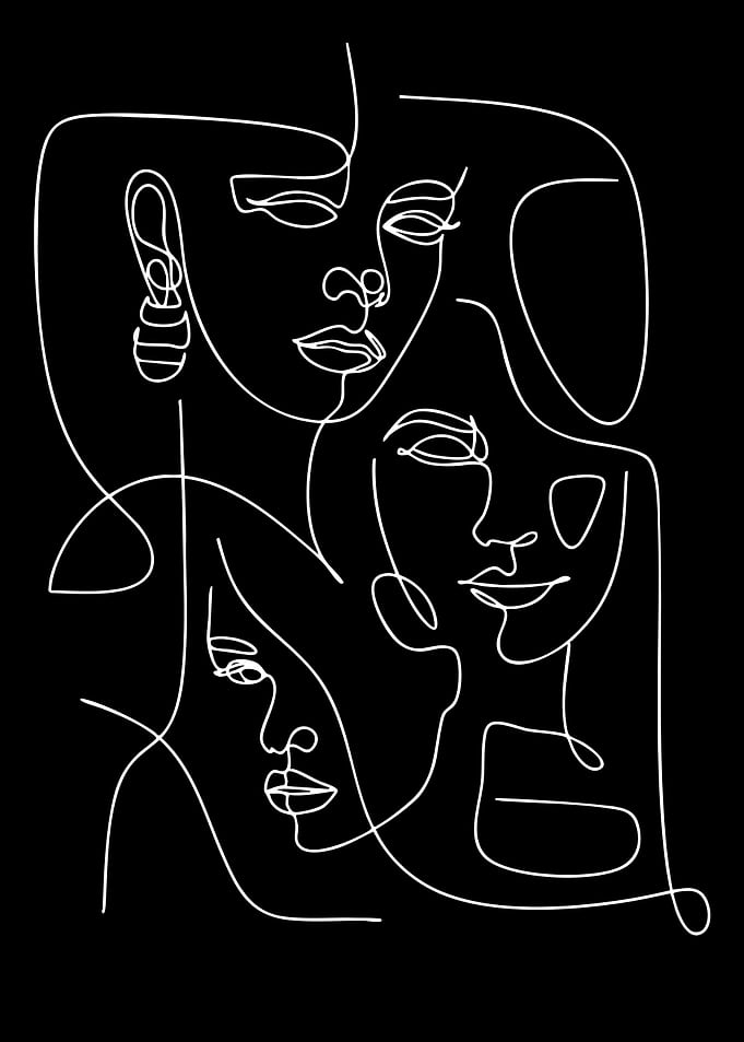 Abstract Line Art Faces