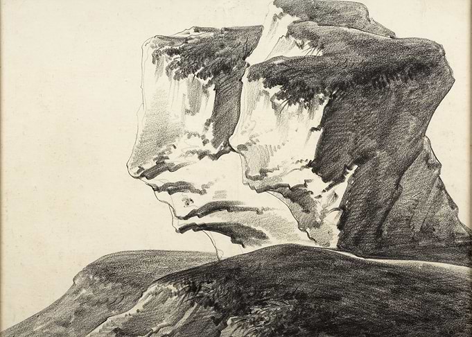 Pencil Sketch of Rock Formations