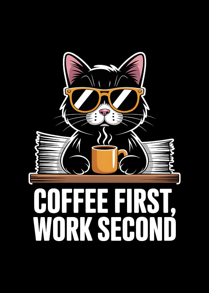Cool Cat with Coffee