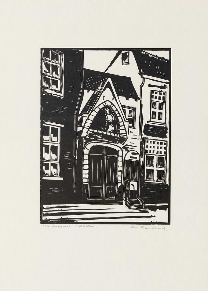 Archway and Buildings in Black and White