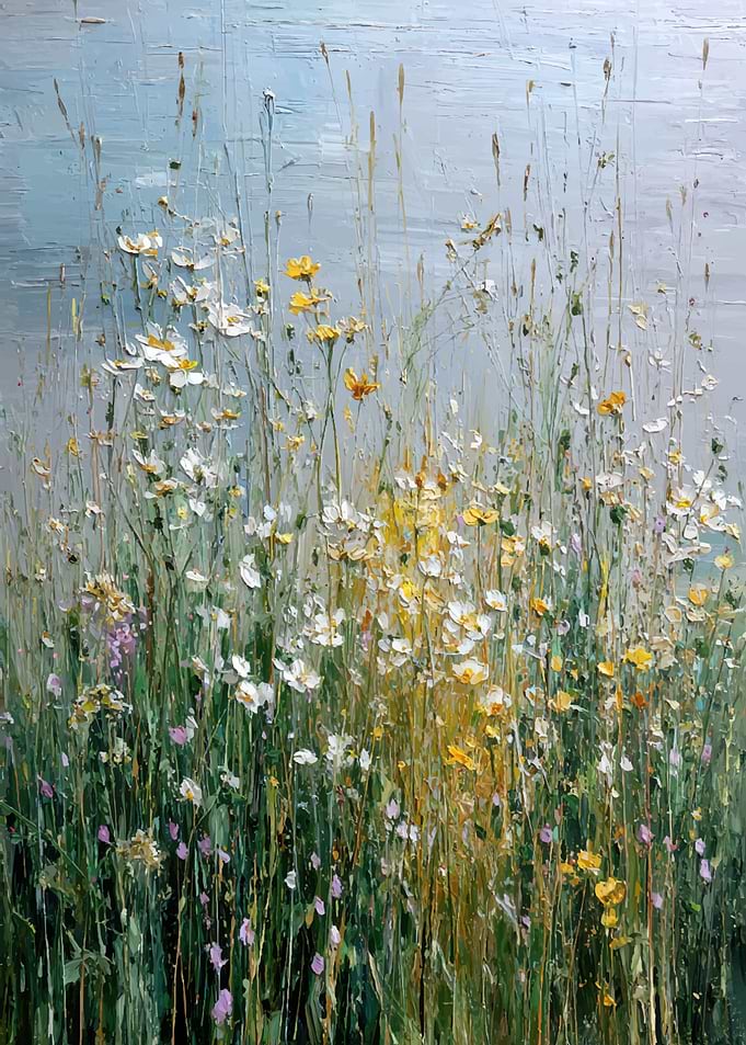 Impressionistic Wildflowers in a Field