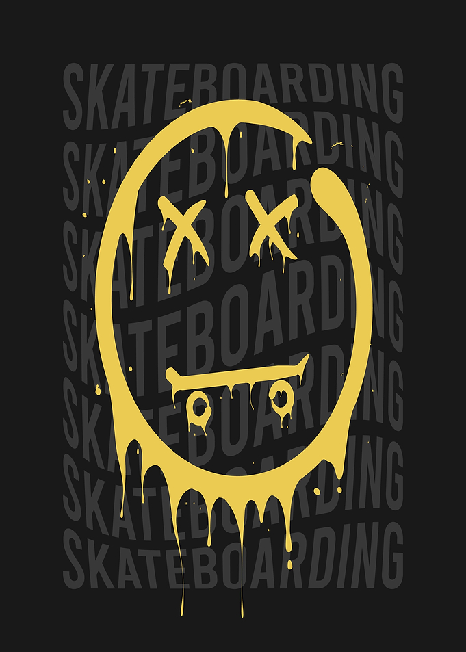 Dripping Smiley Face with Skateboard