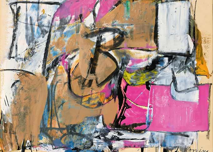 Abstract Expressionist Painting with Bold Colors