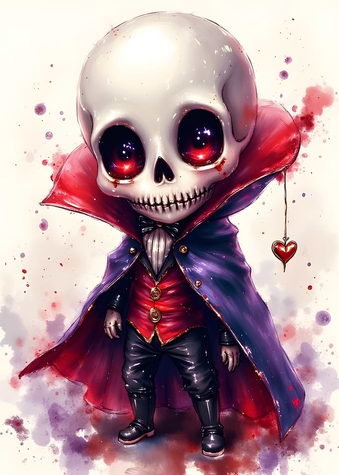 Cute Skull Vampire Character