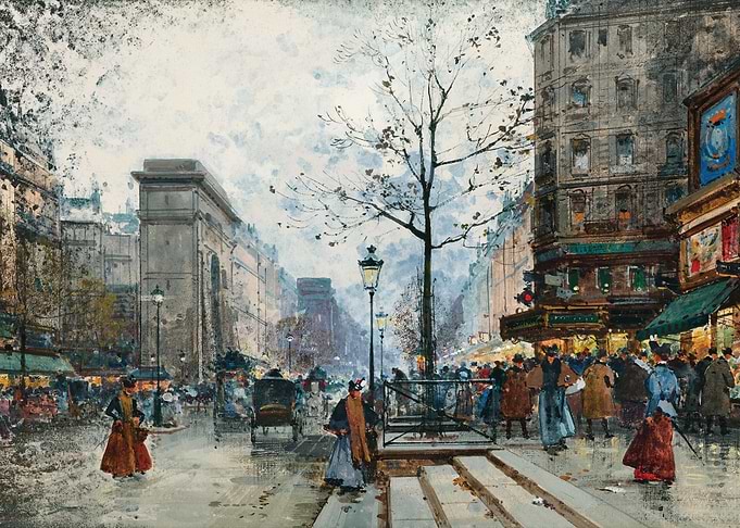 Parisian Street Scene in Winter