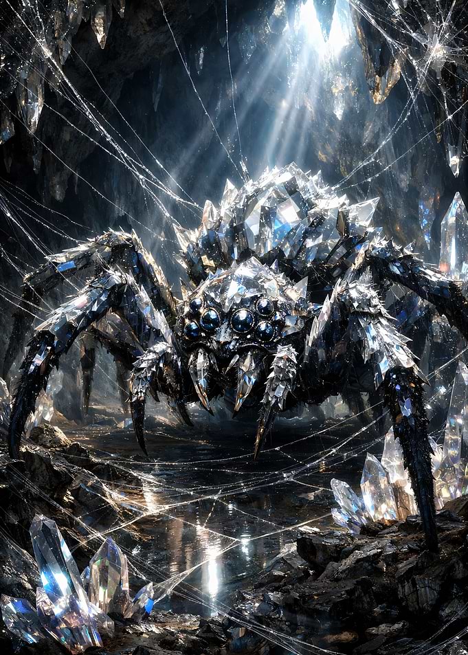 Crystal Spider in a Cave